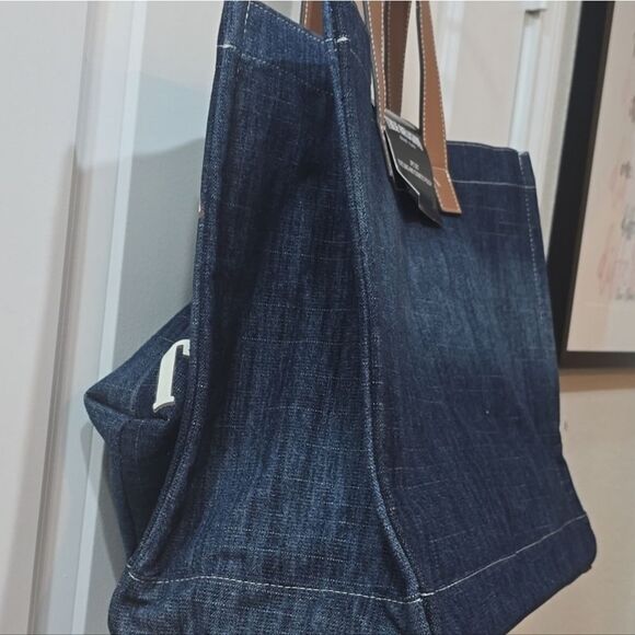 True Religion Logo Denim Tote Bag & Cosmetic Case Set
